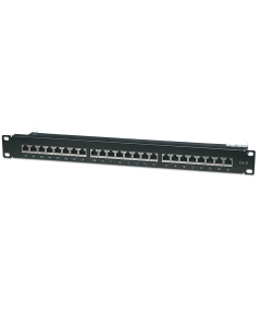 Cat6 protected patch panel 24 ports - 1U 19" - black