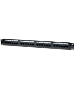 Cat6 patch panel 24 ports - 1U 19" - black