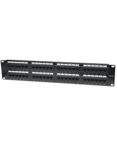 Cat5e patch panel 48 ports - 2U 19" - black