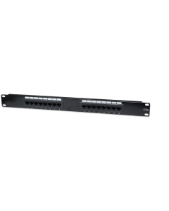 Cat5e patch panel 16 ports - 1U 19" - black