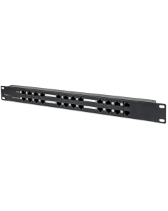 Passive PoE patch panel 12 port RJ45 data in - 12 port RJ45 data and power out - 1U 19" - black