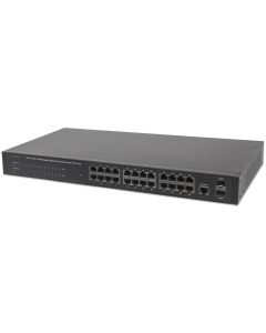 24-Port Gigabit Ethernet Web-Managed PoE+ Switch with 2 SFP ports - 370W PoE, Rackmount