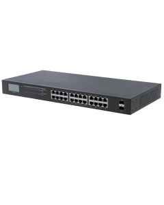 24-Port Gigabit Ethernet PoE+ Switch with LCD - 370W PoE, Rackmount