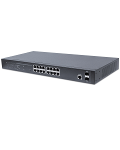 16-Port Gigabit Ethernet Web-Managed PoE+ Switch with 2 SFP Ports - 374W PoE, Rackmount