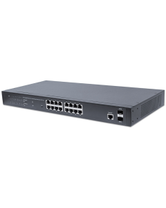 16-Port Gigabit Ethernet Web-Managed PoE+ Switch with 2 SFP ports - 220W PoE, Rackmount