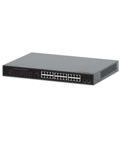 24-Port Gigabit Ethernet PoE+ Switch with 2 SFP ports - 370W PoE, Rackmount