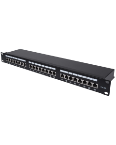 Cat6a protected patch panel 24 ports - 1U 19" - black