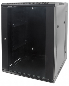 19 inch wall server cabinet MHT145 with glass door - 15U height - double section - 550 mm deep - black