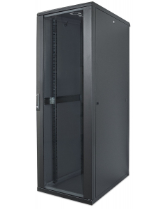 19-inch network cabinet MHT181 with glass door - 32U - 600 (D) x 600 (W) x 1588 (H) - flatpack - black