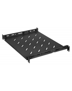 1U adjustable shelf with adjustable rail depth for server cabinets with 600 mm depth - black