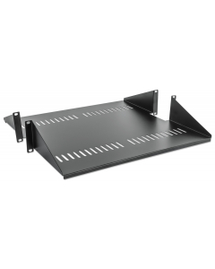 2U dubbelzijdige geventileerde cantilever legplank 19 inch - 450 mm diep - draagkracht tot 25 kg - zwart