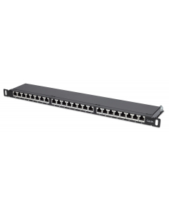 Cat6a protected patch panel 24 ports - 0.5U 19" - black