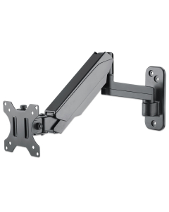 Universal gas spring monitor wall bracket with single arm and hinge for 17 to 32 inch monitors