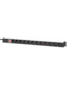 19-inch power strip PDUMHT17 for patch cabinet with 12 sockets and on/off switch and surge protector