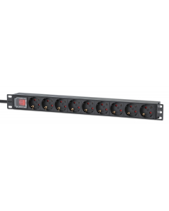 19-inch socket PDUMHT8 for patch cabinet 1 HE with 9 sockets and on/off switch