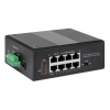 Switch industriale PoE+ a 8 porte Gigabit Ethernet alimentato a PoE - 120W PoE, montaggio su guida DIN