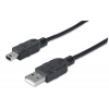 Hi-Speed USB-A naar Mini-USB kabel - 480 Mbps - 1.8 meter - zwart