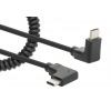 Cavo da USB-C a USB-C con cavo a ricciolo estensibile - nero