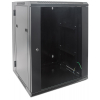 19 inch wall server cabinet MHT145 with glass door - 15U height - double section - 550 mm deep - black