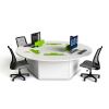 Round computer table P1 6-person with 6 electric pop-up monitor enclosures